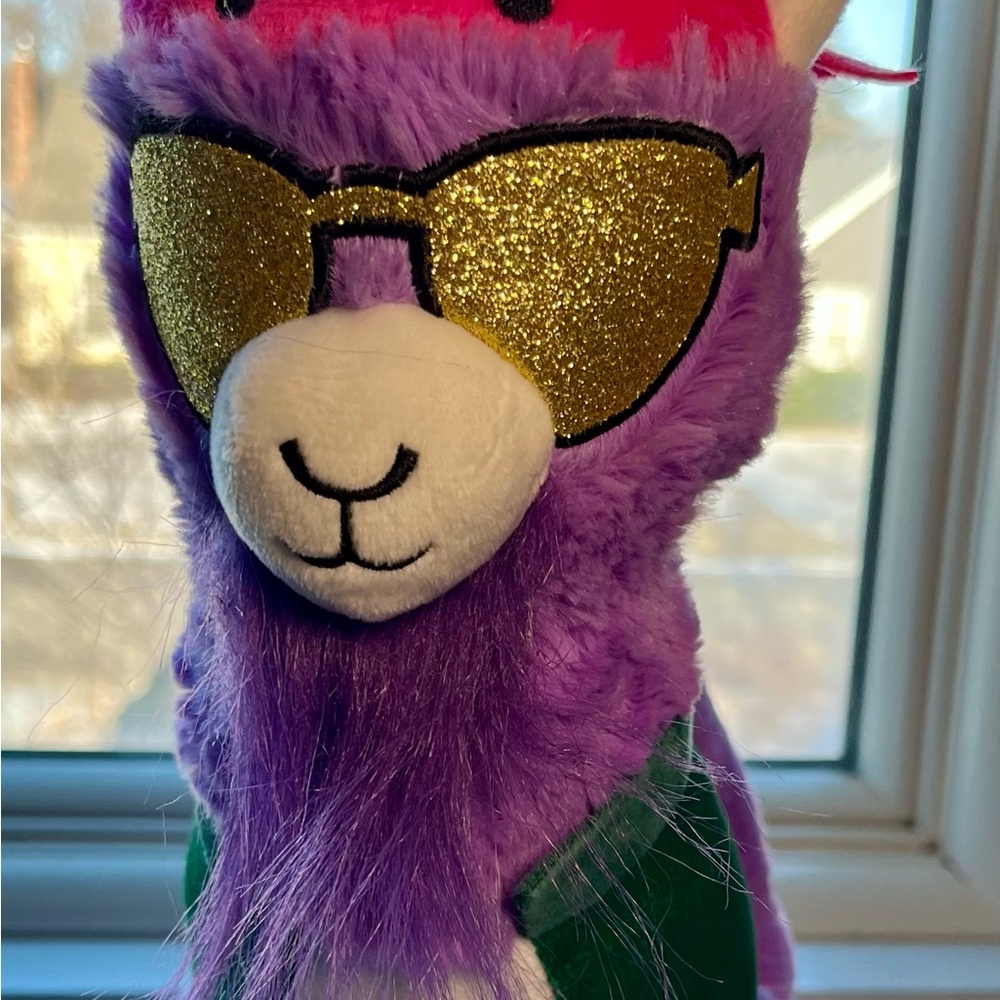 Purple Llama‎ Plush with Gold Sunglasses
